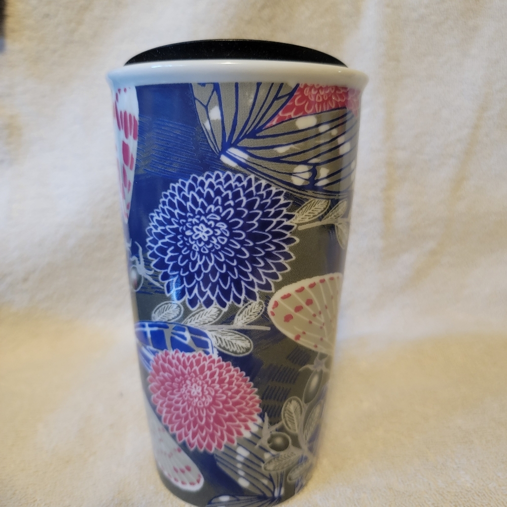 2018 Starbucks Blue, Gray and Pink Flowers on a Crematic 12 fl tumber - Picture 6 of 11